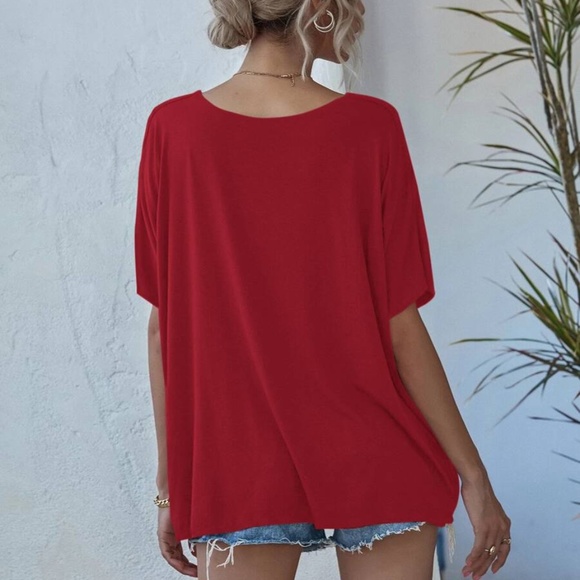Cozy V neck Classic Dolman Sleeve Oversized Top - Picture 10 of 10